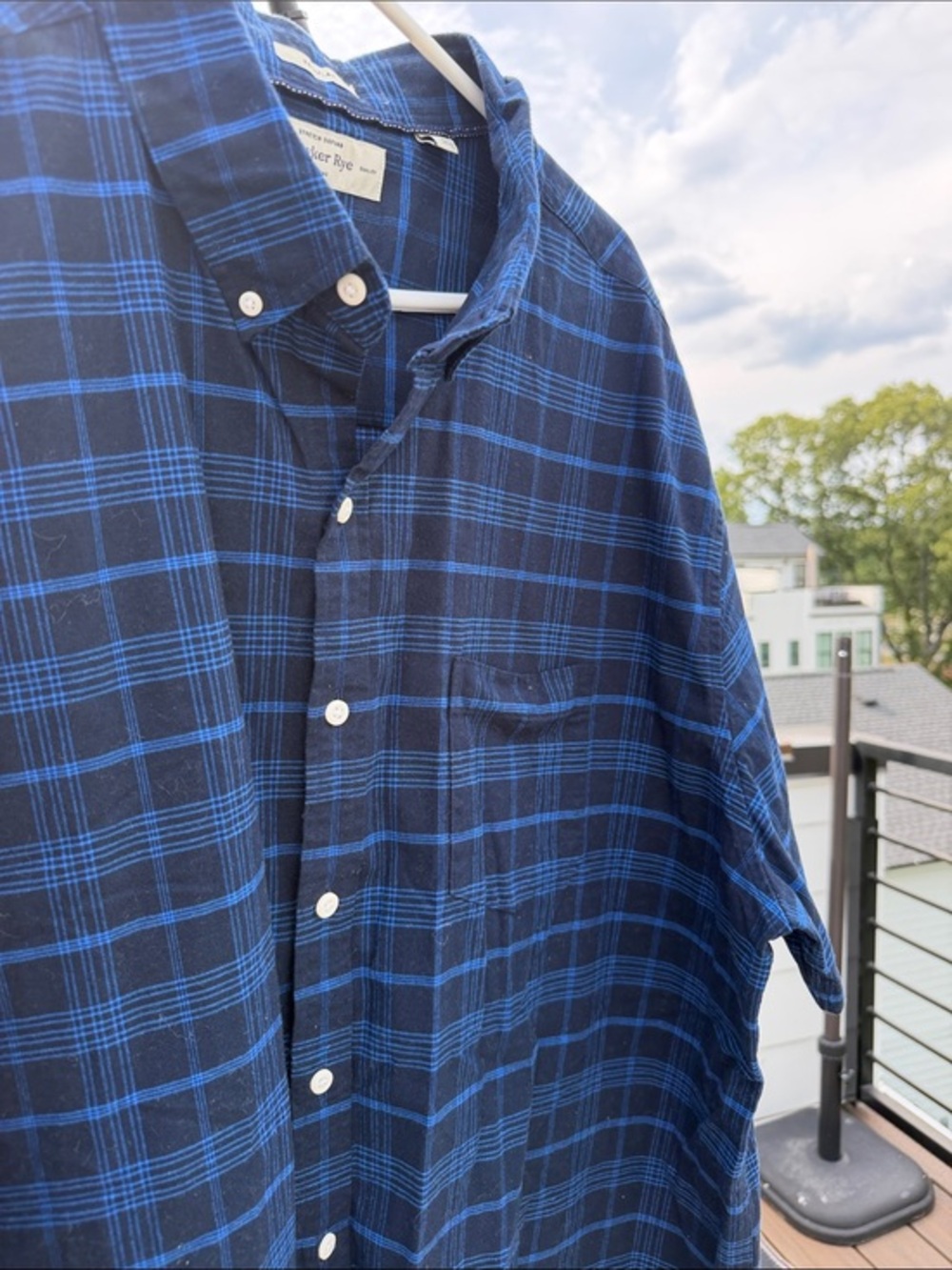 NWOT Navy Plaid Short Sleeve Shirt